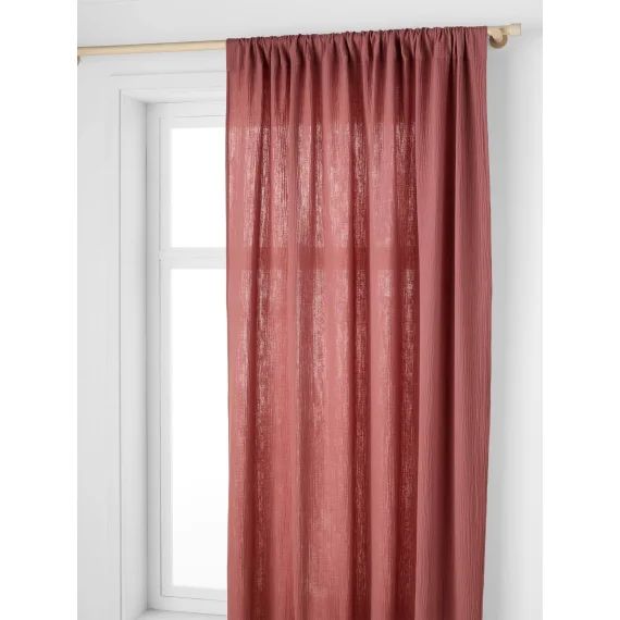 Rideau tube tamisant en gaze de coton rose