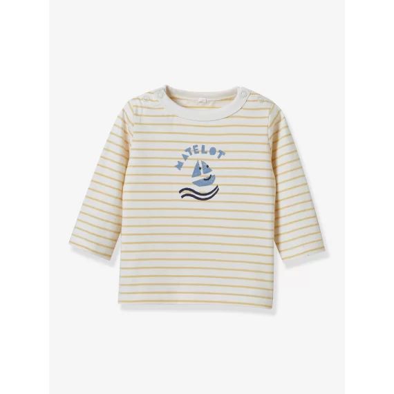 Tee-shirt marinière bébé coton bio Cyrillus jaune