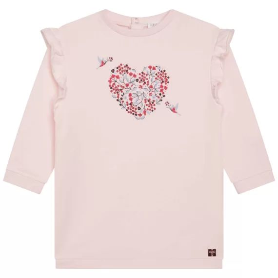 Robe molletonnée à volants Fille Rose