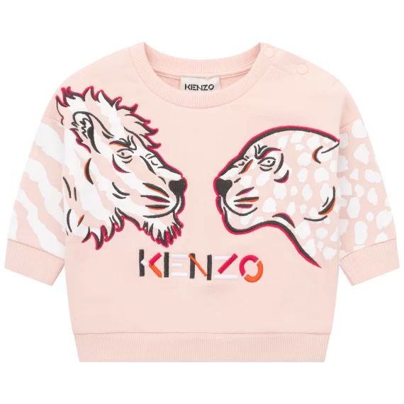 Sweat-shirt imprimé et brodé Fille Rose