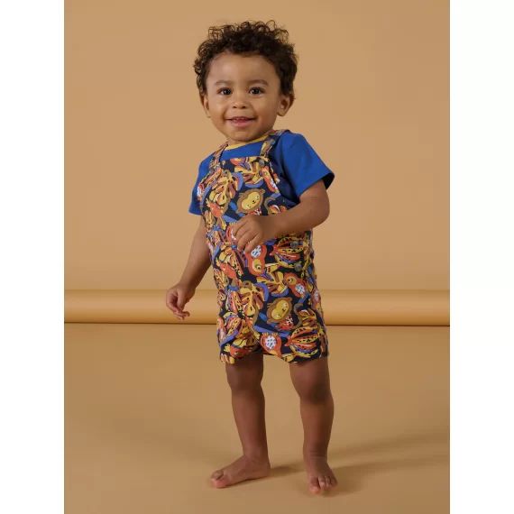 Ensemble : Salopette Avec T-shirt À Manches Courtes – Bleu