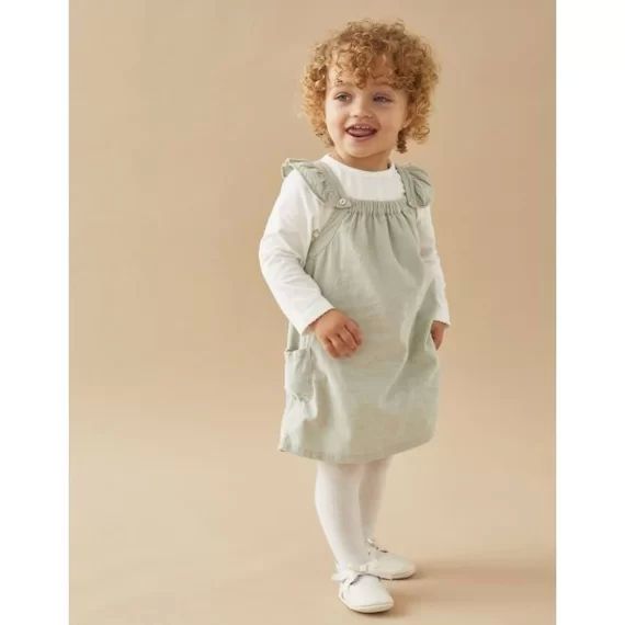 Ensemble robe en coton côtelé et t-shirt manches longues uni blanc