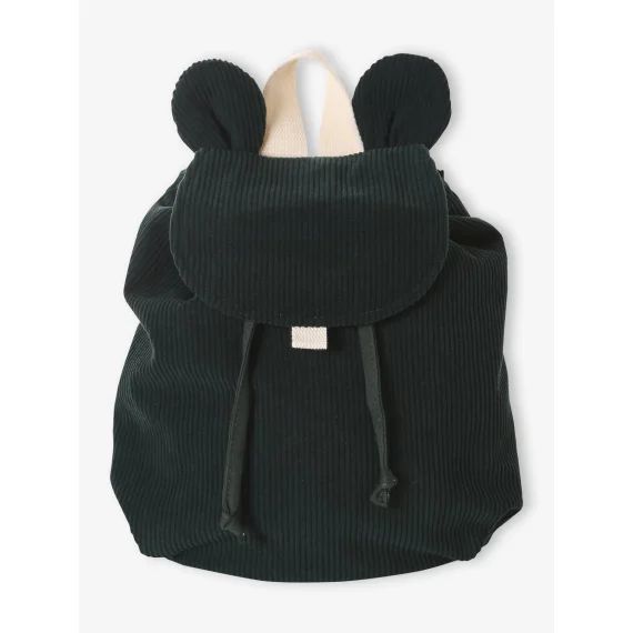 Sac à dos personnalisable en velours côtelé avec animation oreilles vert sapin