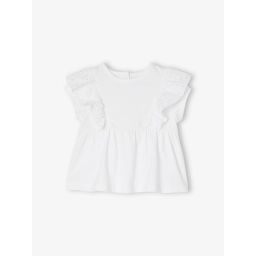 T-shirt bébé volant en broderie anglaise blanc