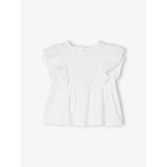 T-shirt bébé volant en broderie anglaise blanc