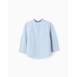 Chemise Avec Col Mao Bleu Clair