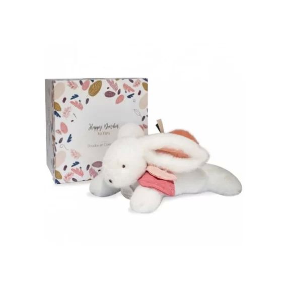 Peluche avec coffret lapin corail Happy Boho (25 cm)
