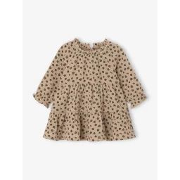 Robe bébé à volants en gaze de coton taupe