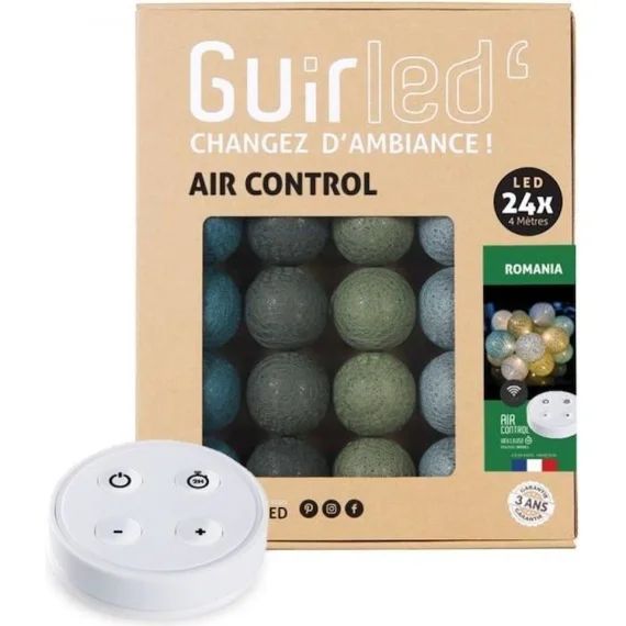 Guirlande lumineuse boules coton LED USB – Télécommandée -Veilleuse bébé 2h –  4 intensités – 24 boules 2,4m – Romonia marron