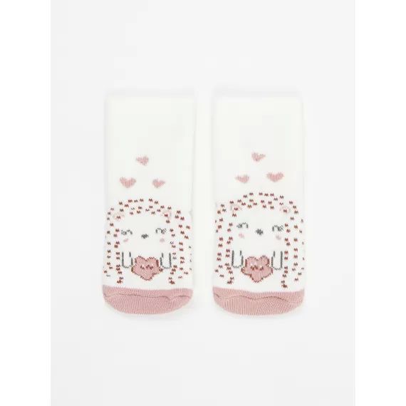 Chaussettes Blanc Cassé Et Rose Fille