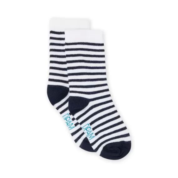 Chaussettes Layette Bleu Nuit À Imprimé Rayures. – Bleu marine