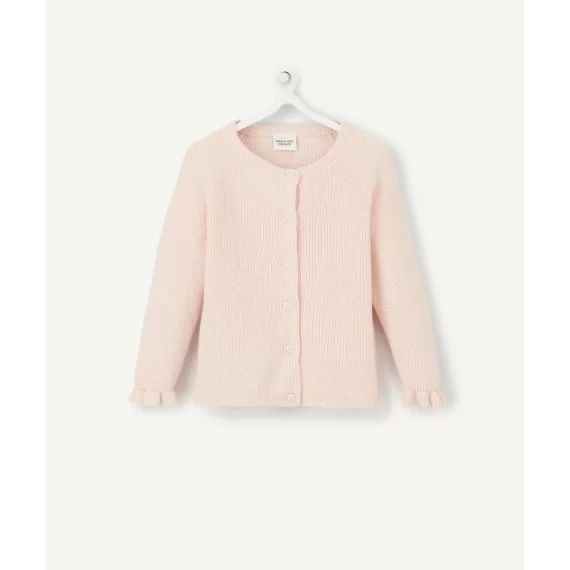 Gilet fille en coton rose pâle –  – Soldes