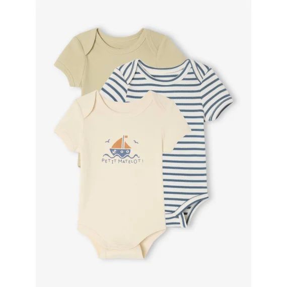 Lot de 3 bodies évolutifs bébé kaki