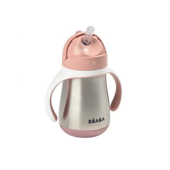 Tasse Paille Inox 250ml Béaba – Old Pink