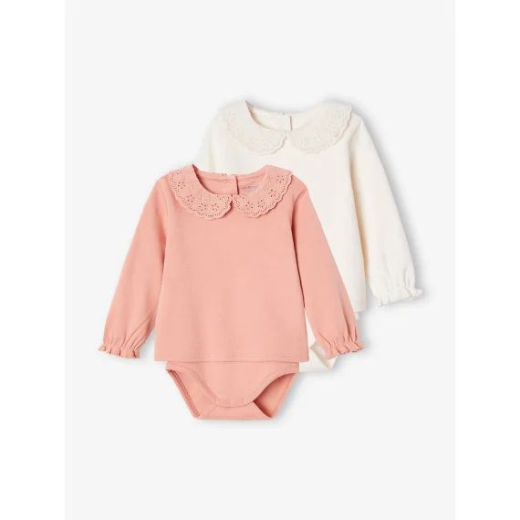 Lot 2 bodies tee-shirt bébé en coton bio rose