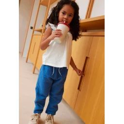 Pantalon Enfant En Gaze De Coton Flora Bleu