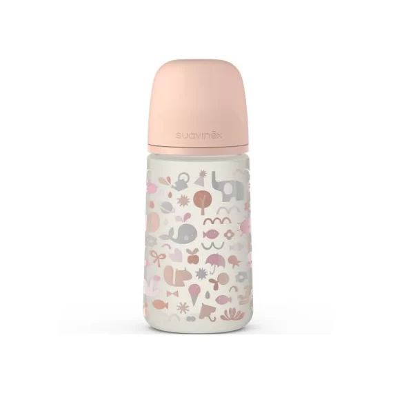 Biberon avec tétine symétrique SX PRO M Mémories rose corail (270 ml)