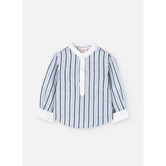 Chemise En Lin À Rayures Bleu