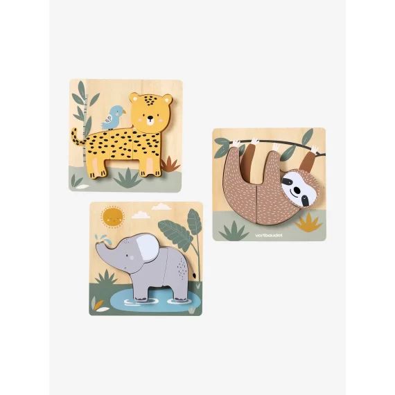 Lot de 3 puzzles chunky en bois FSC® – Tanzanie jaune