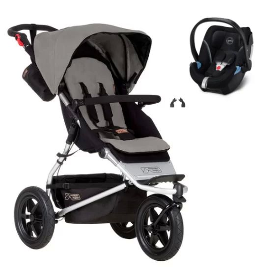 Poussette Mountain Buggy Urban Jungle – Silver + Coque Auto Cybex Aton 5 – Deep Black