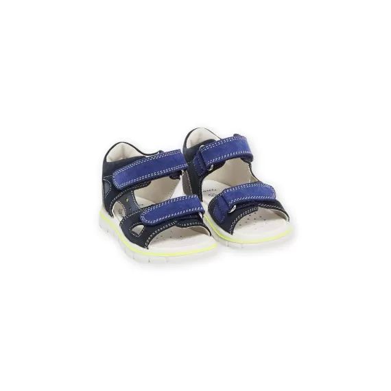 Sandales Bleu Marine En Croûte De Cuir