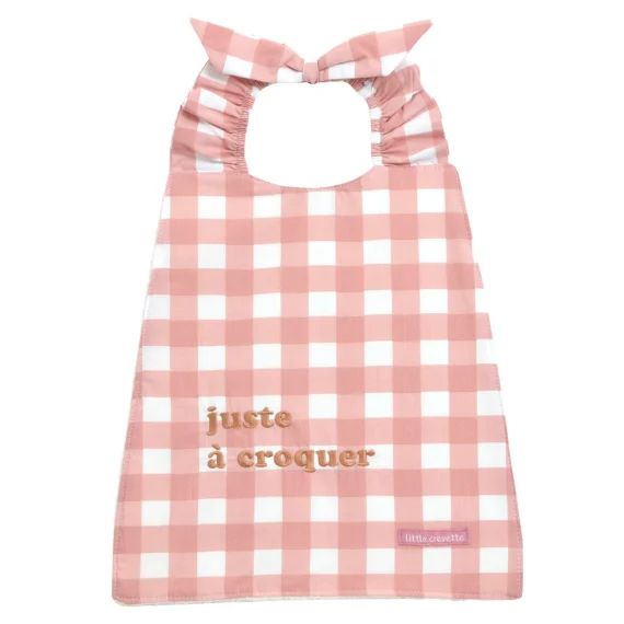 Bavoir élastiqué vichy bois de rose Juste à croquer