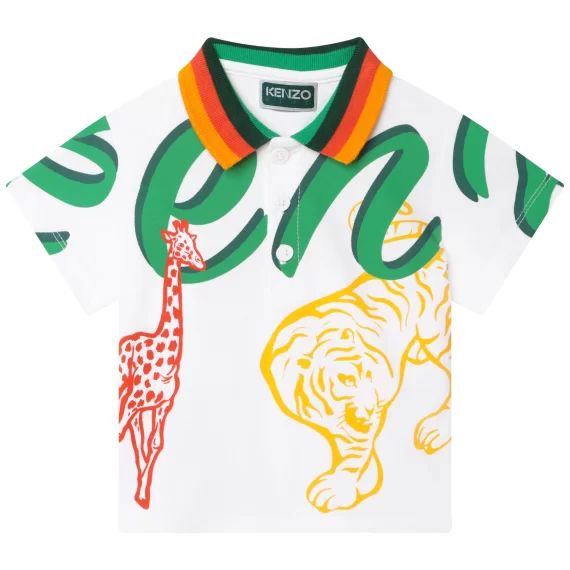 Polo imprimé avec col rayé Garçon Blanc