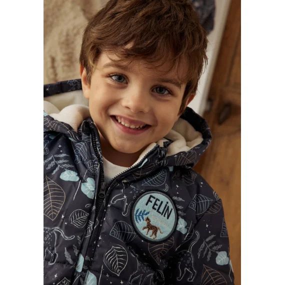 Doudoune Bébé Intérieur Polaire Avec Capuche Félintrépide Bleu