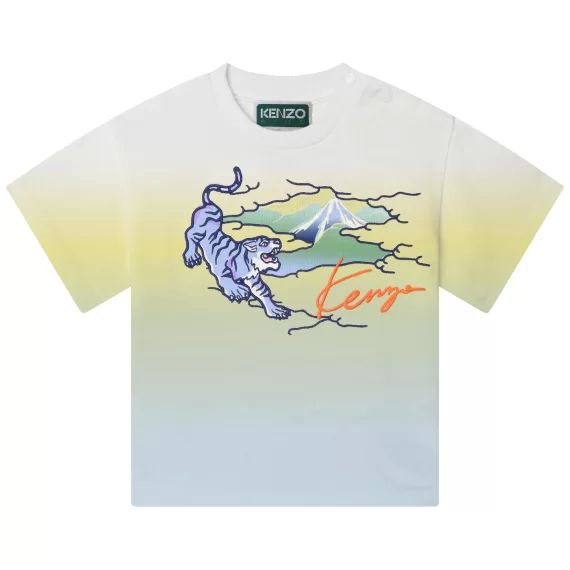 T-shirt en coton imprimé Garçon Bleu