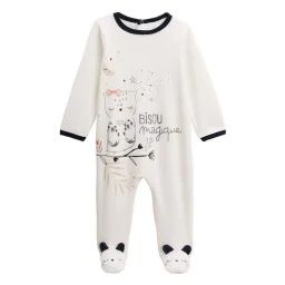 Pyjama Bébé En Velours Bisou Magique Blanc