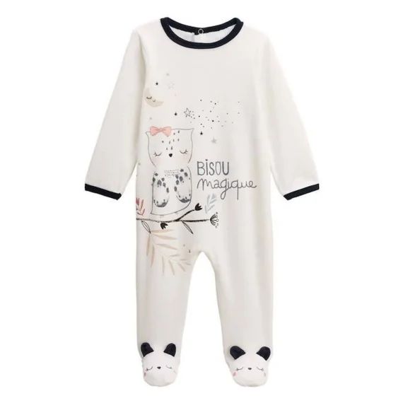 Pyjama Bébé En Velours Bisou Magique Blanc