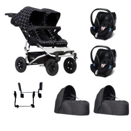Poussette Double Mountain Buggy Duet V3.2 – Grid + 2 Cocoon V2 + 2 Coques Cybex Aton 5
