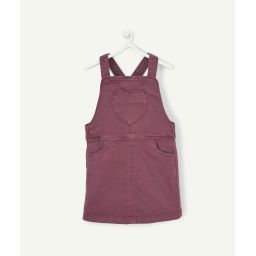 Robe salopette violette bébé fille avec poche coeur –  – Soldes