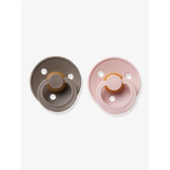 Lot de 2 sucettes-tétines BIBS Colour, taille 1 de 0 à 6 mois blush&dark oak
