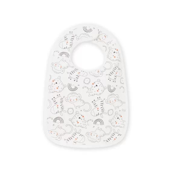 Bavoir À Imprimé Animaux Et Arc-en-ciel – Blanc