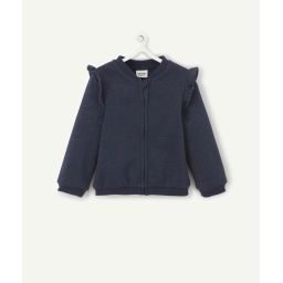 Gilet zippé bébé fille en fibres recyclées bleu et couleur dorée –  – Soldes