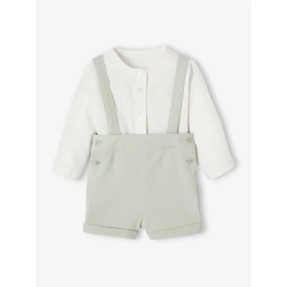 Ensemble cérémonie chemise + short bébé vert sauge