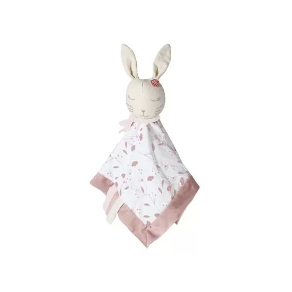Doudou plat en coton bio et lin lapin Lili