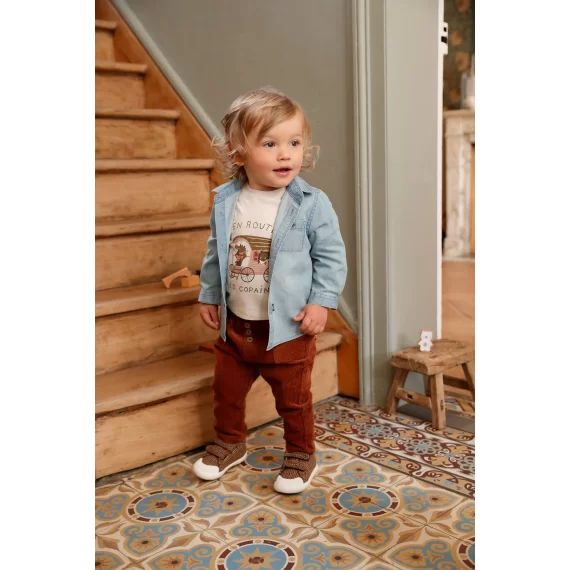 Chemise en jean bébé personnalisable garçon denim bleached