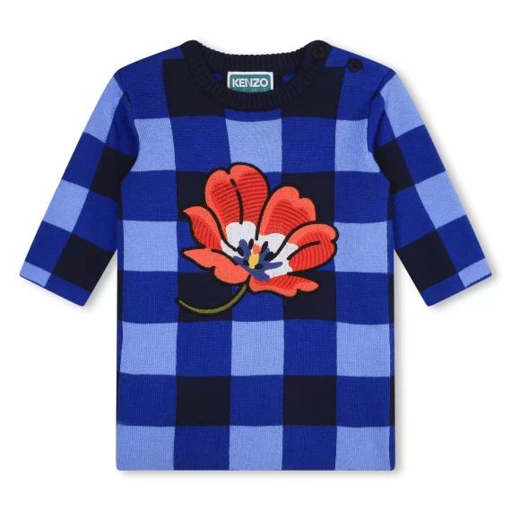 Robe droite en tricot Fille Bleu