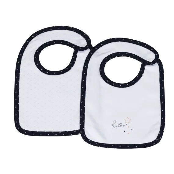 Bavoirs Lot De 2 En Coton Blanc