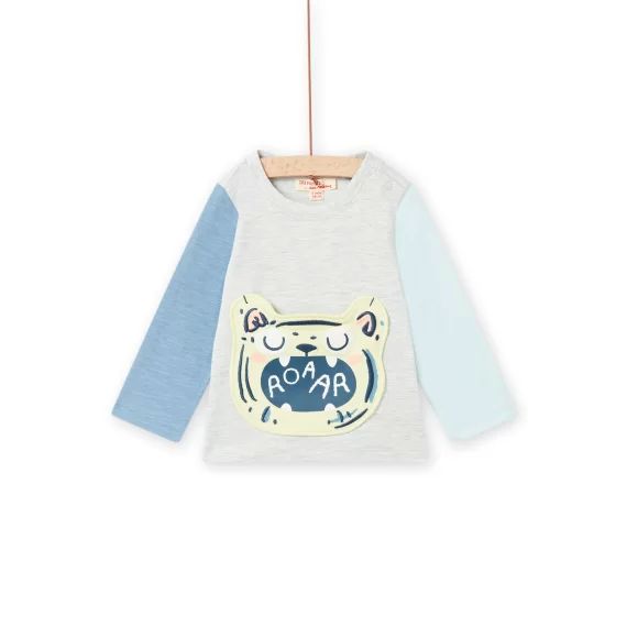 T-shirt Gris Chiné Animation Tigre Bébé Garçon