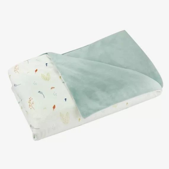 Couverture bébé en velours rebourré – Marque – Vert d&rsquo;eau – 75 x 100 cm – Uni vert