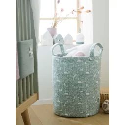 Panier en gaze de coton DANS LES BOIS bleu grisé