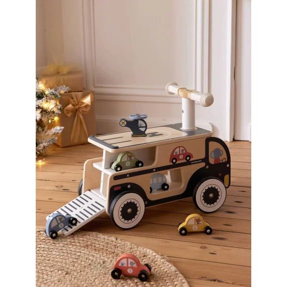 Porteur garage voitures en bois FSC® bleu