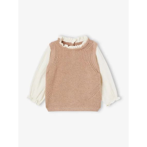 Pull 2 en 1 bébé marron chiné