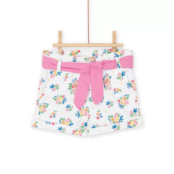 Short Blanc À Imprimé Fleuri