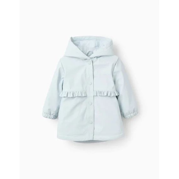 Parka En Caoutchouc Avec Capuche Bleu Clair