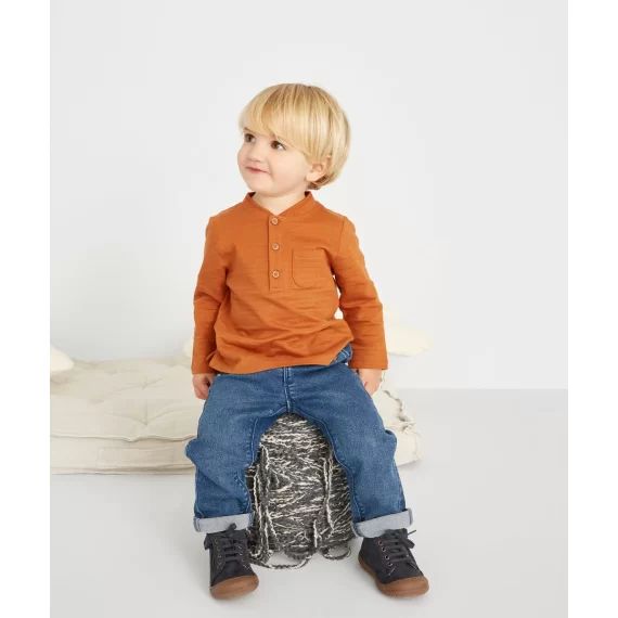 Polo bébé garçon en coton biologique ocre –  – Soldes