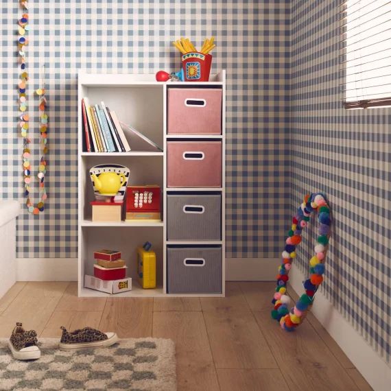 Meuble De Rangement Enfant 4 Paniers Velours Camille Rose